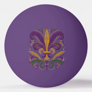 Gele, groene paarse fleur de lis veren pingpongballen
