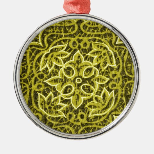 Gele groene structuur voor patchwerk metalen ornament (Voorkant)