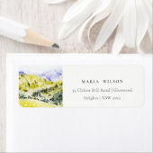 Gele groene Waterverf Plattelandsheuveladres Etiket (Insitu)