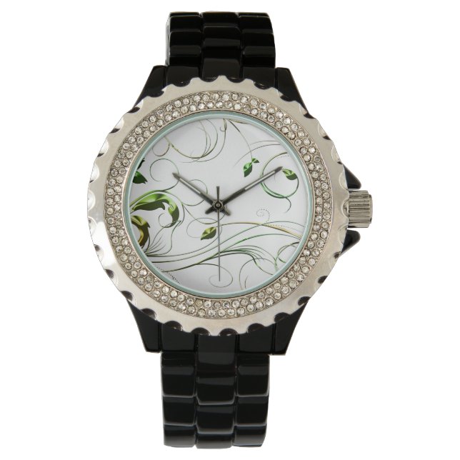 Gele groene wijnstokken horloge (Voorkant)