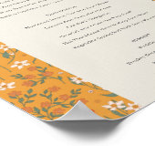 Gele Groovy Retro Arch Bloemenbruiloft Menu Post Poster (Hoek)