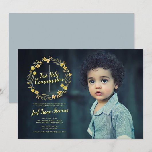 Gele Grote Eerste Heilige Communie Kaart (Voorkant / Achterkant)
