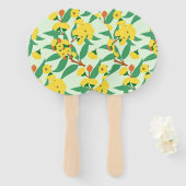 Gele Gum Tree Flowers Handwaaier (Voorkant en achterkant)