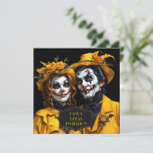 Gele Halloween make-up karikatuur paar Kaart (Staand voorkant)