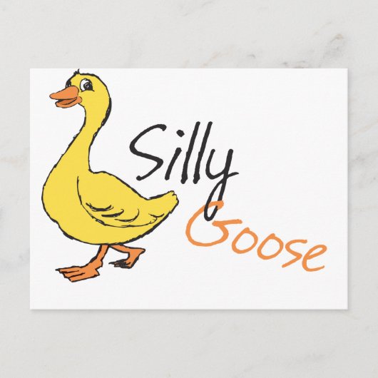 Gele hand Drawn Gekke Goose Baby Cartoon Briefkaart (Voorkant)
