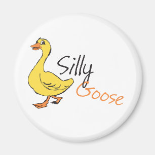 Gele hand Drawn Gekke Goose Baby Cartoon Magneet