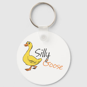 Gele hand Drawn Gekke Goose Baby Cartoon Sleutelhanger