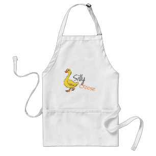 Gele hand Drawn Gekke Goose Baby Cartoon Standaard Schort