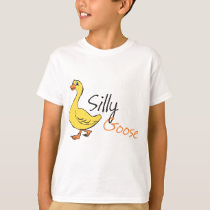 Gele hand Drawn Gekke Goose Baby Cartoon T-shirt