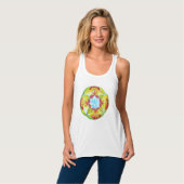 Gele hand geschilderde Unity mandala Tanktop (Volledige Voorkant)