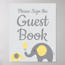 Gele handtekeningen voor Elephant Baby shower Sign