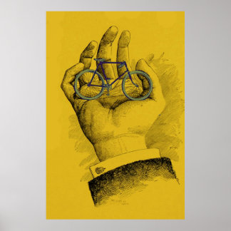 gele handwiel - Humoureuze bike Poster