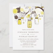 Gele hangende Mason Jars bruiloft Kaart (Voorkant)