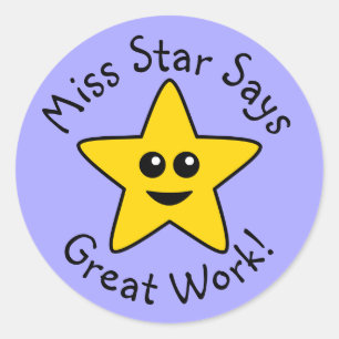 Gele Happy Star Great Work-Stickers Ronde Sticker