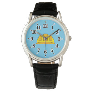 Gele harde Petten Cartoon Horloge
