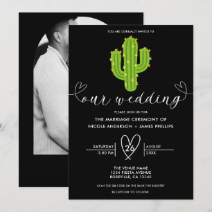 Gele Hart Cactus Feest Liefde Bruiloft Kaart