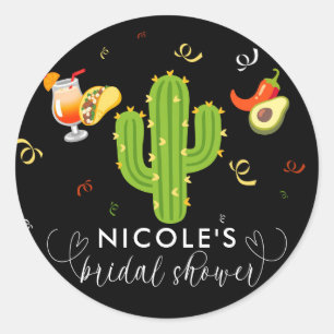 Gele Hart Cactus Fiesta Liefde Bruidsfeest Ronde Sticker