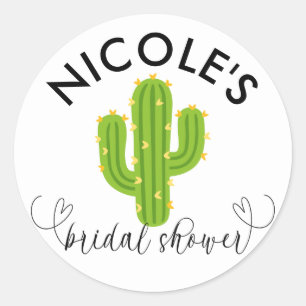 Gele Hart Cactus Fiesta Liefde Bruidsfeest Ronde Sticker