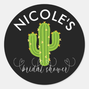 Gele Hart Cactus Fiesta Liefde Bruidsfeest Ronde Sticker