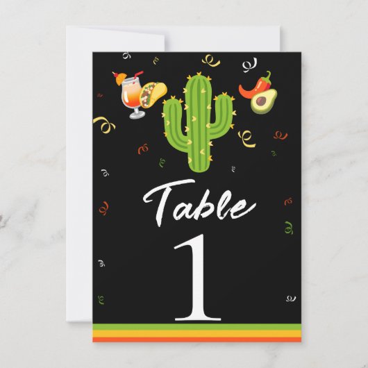 Gele Hart Cactus Fiesta Love Tafelnummer (Voorkant)