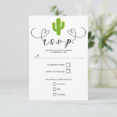 Gele Hart Cactus Fiesta Love Wedding RSVP (Staand voorkant)