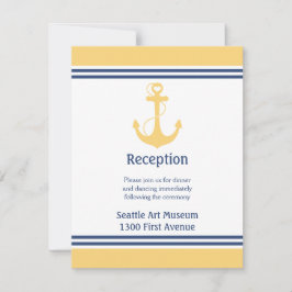 Gele hartanker huwelijksreceptie richting kaart