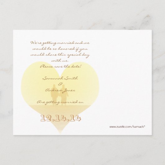 Gele hartslag Sla de datum op Aankondigingskaart (Achterkant)