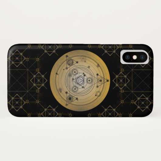 Gele heilige geometriecirkel met alchemisch patroo Case-Mate iPhone case (Achterkant (horizontaal))