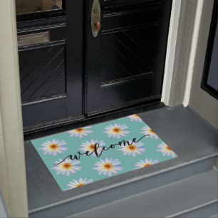 Gele heldere daisy trendy welkom deurmat
