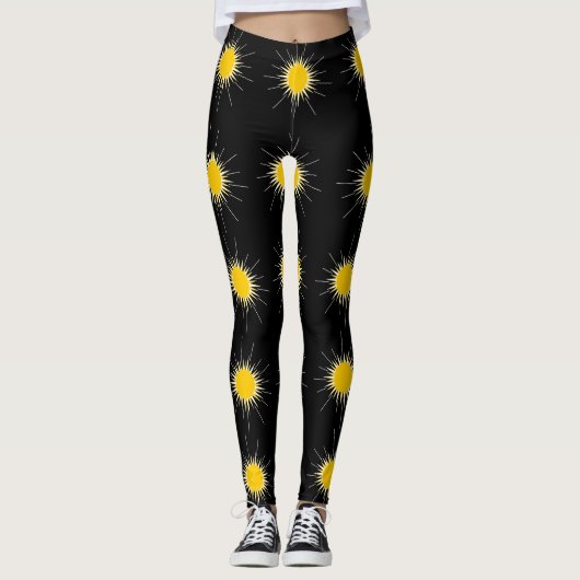 Gele heldere stralende zonlicht leggings (Voorkant)
