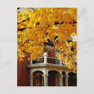 Gele herfst-bladeren en oude bakkerij briefkaart