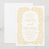 Gele herfst botanische bruiloft. Autumn floral Kaart (Voorkant / Achterkant)