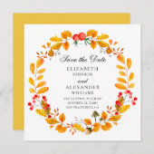 Gele herfstkrans. Herfstbruiloft bewaar de datum Kaart (Voorkant / Achterkant)