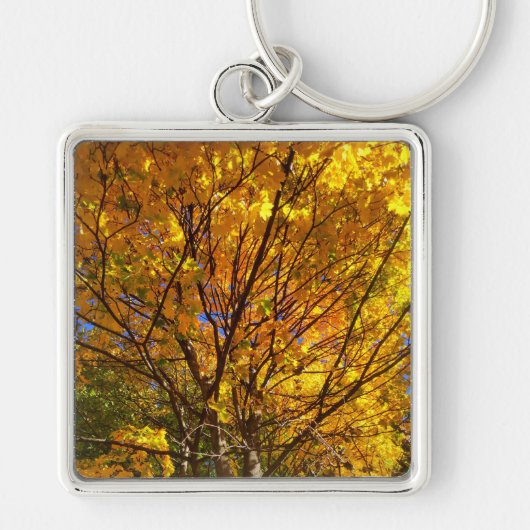 Gele herfstloof sleutelhanger (Voorkant)