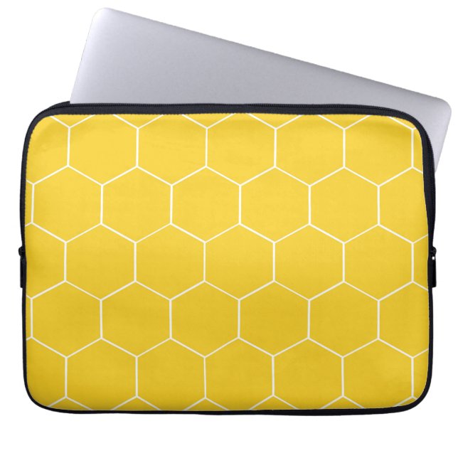 Gele hexagons laptophoes laptop sleeve (Voorkant)