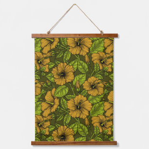 Gele hibiscus bloemen die tapijt hangen hangend wandkleed