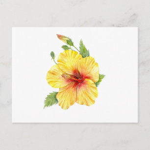 Gele Hibiscus Botanische Kunst Briefkaart