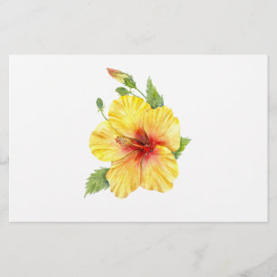 Gele Hibiscus Botanische Kunst Briefpapier