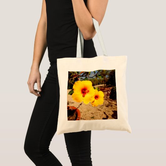 Gele Hibiscus Canvas tas (Voorkant (product))