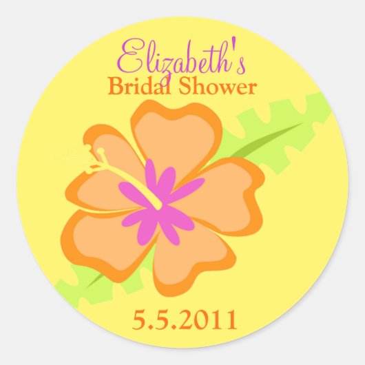 Gele Hibiscus Favor Stickers (Voorkant)