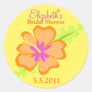 Gele Hibiscus Favor Stickers