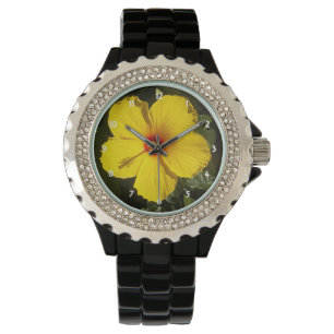 Gele Hibiscus Flower Horloge