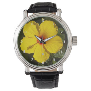 Gele Hibiscus Flower Horloge