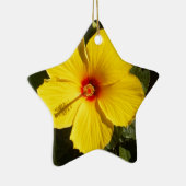Gele Hibiscus Flower Keramisch Ornament (Rechts)
