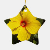 Gele Hibiscus Flower Keramisch Ornament (Achterkant)