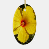 Gele Hibiscus Flower Keramisch Ornament (Rechts)