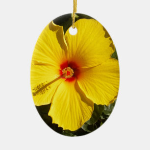 Gele Hibiscus Flower Keramisch Ornament