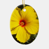 Gele Hibiscus Flower Keramisch Ornament (Achterkant)