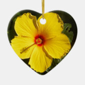 Gele Hibiscus Flower Keramisch Ornament (Voorkant)