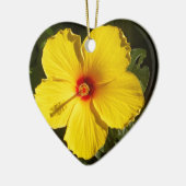 Gele Hibiscus Flower Keramisch Ornament (Links)